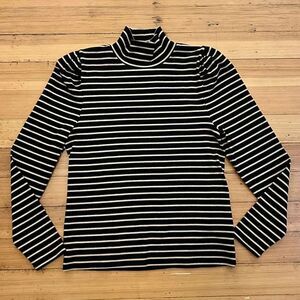 J. Crew Factory puff sleeve sparkle stripe turtleneck. Size XL. NWT.